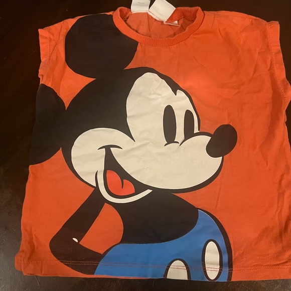 Zara Orange Mickey Mouse Kids T-Shirt - Picture 1 of 4